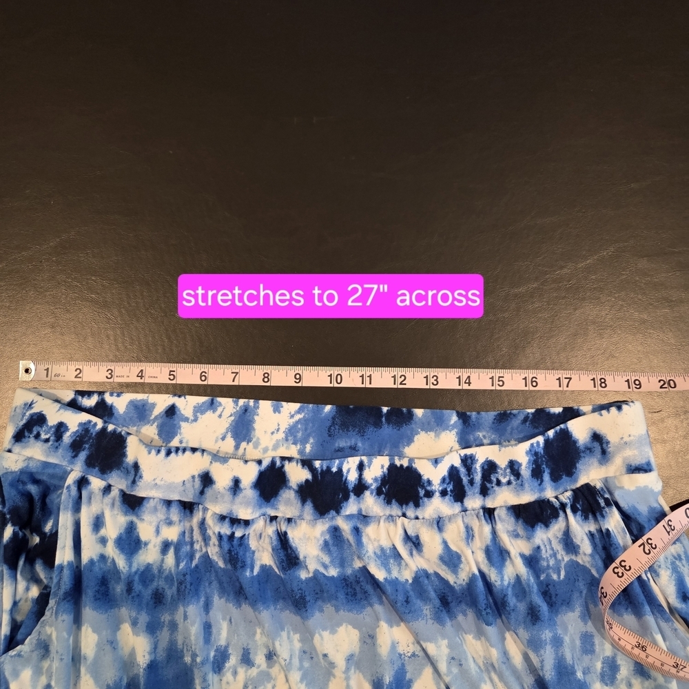 Terra & Sky Blue Tie-dye Patterned Maxi Skirt Elastic Waist Size 2X - Picture 9 of 11